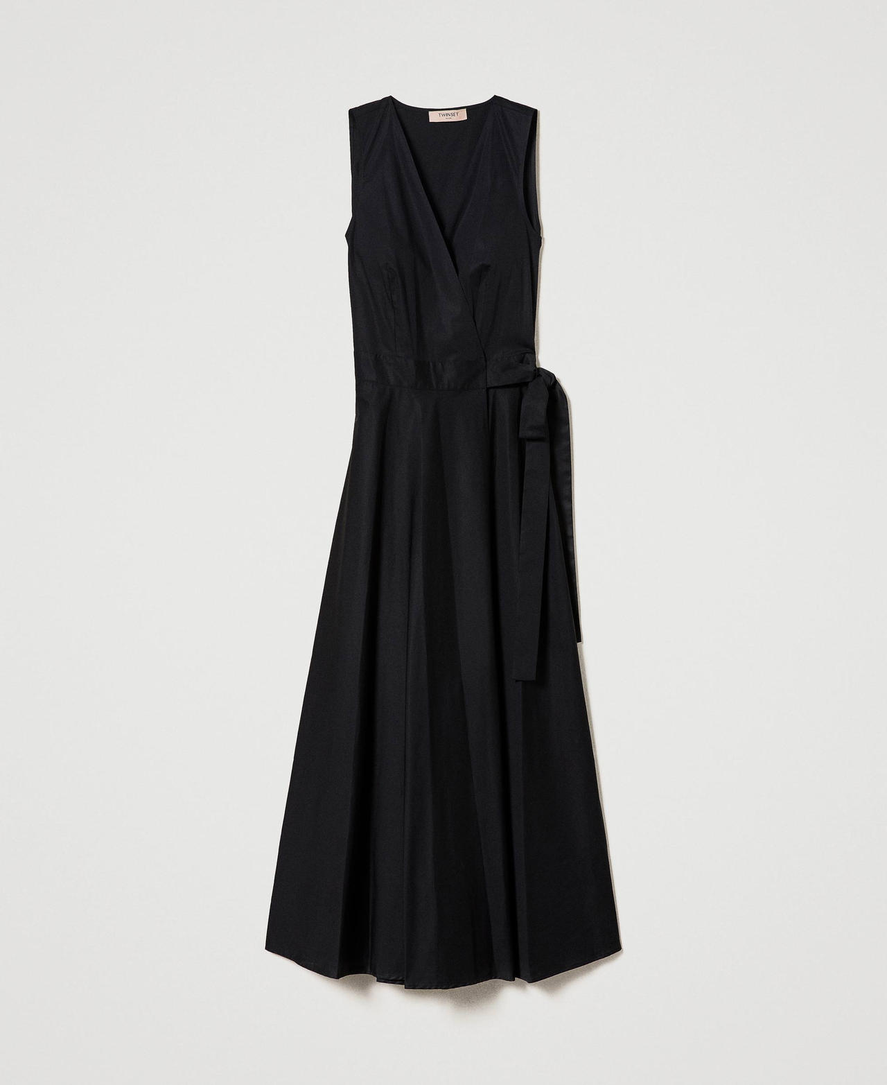 Robe longue portefeuille en popeline Noir Femme 231TT204M-0S