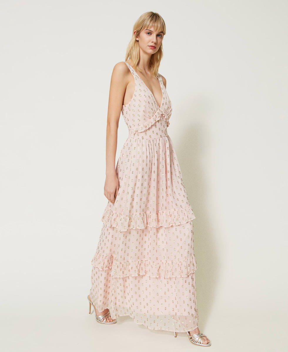 Long fil coupé georgette dress Woman, Pink | TWINSET Milano