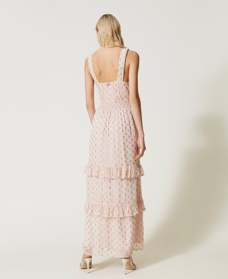 Long fil coup&eacute; georgette dress Parisienne Pink Woman 231TT2050_00714_04