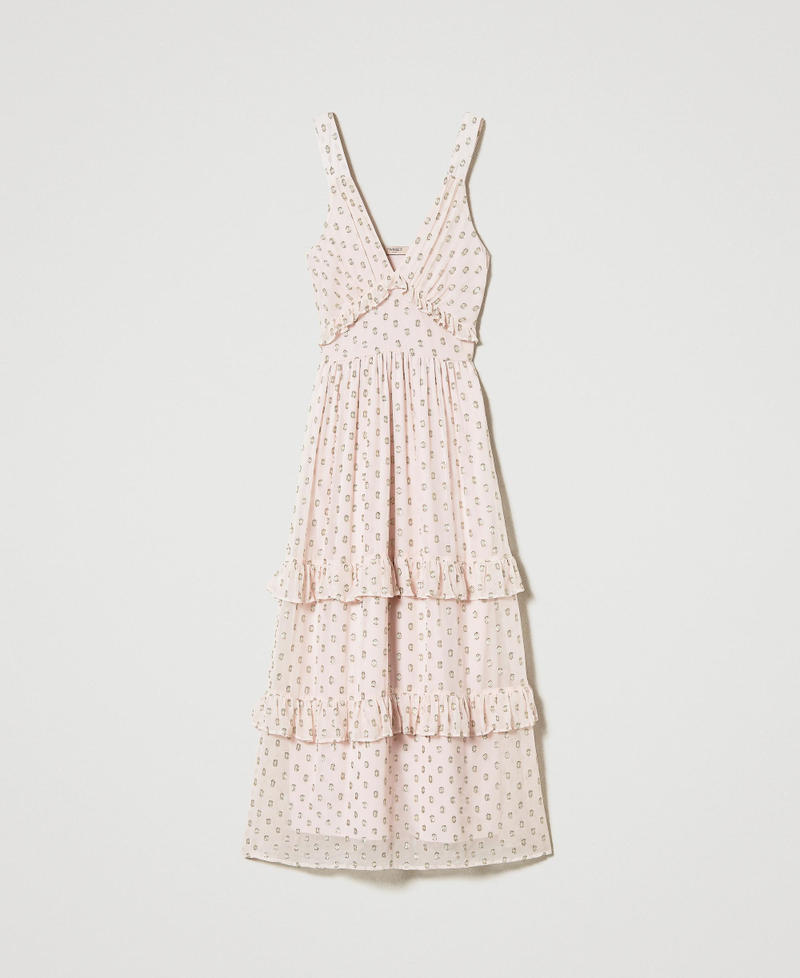 Long fil coup&eacute; georgette dress Parisienne Pink Woman 231TT2050_00714_S0