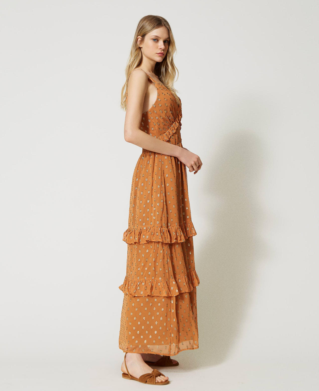 Long fil coupé georgette dress
