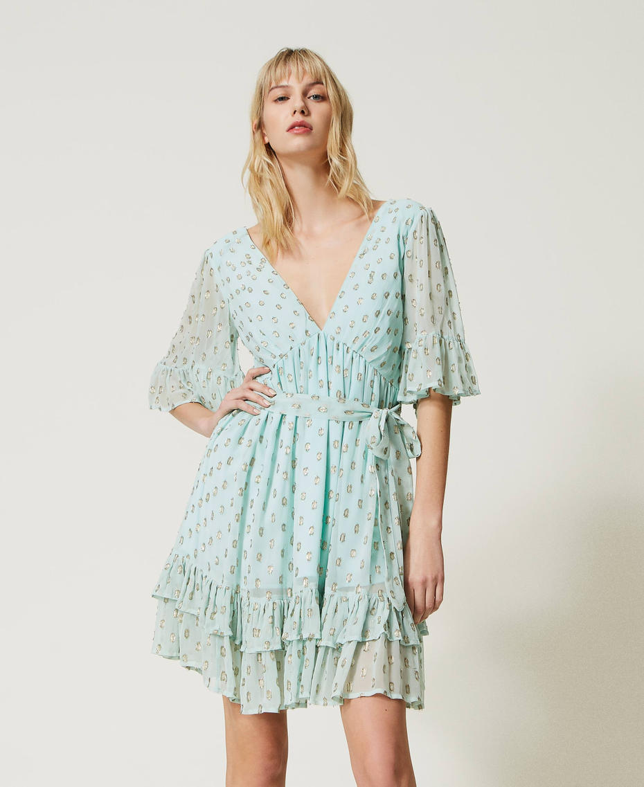 Robe courte en crêpe georgette fil coupé