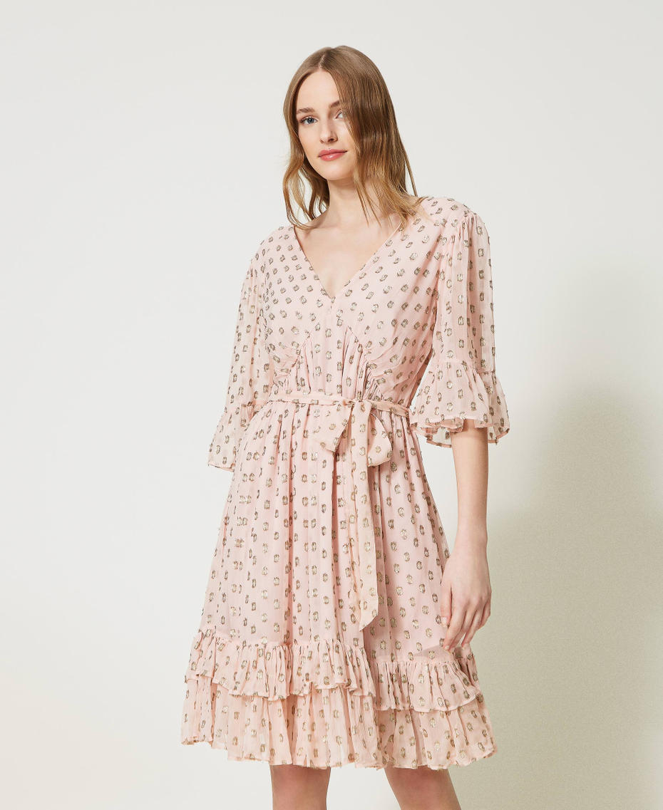 Short fil coupé georgette dress Woman, Pink | TWINSET Milano