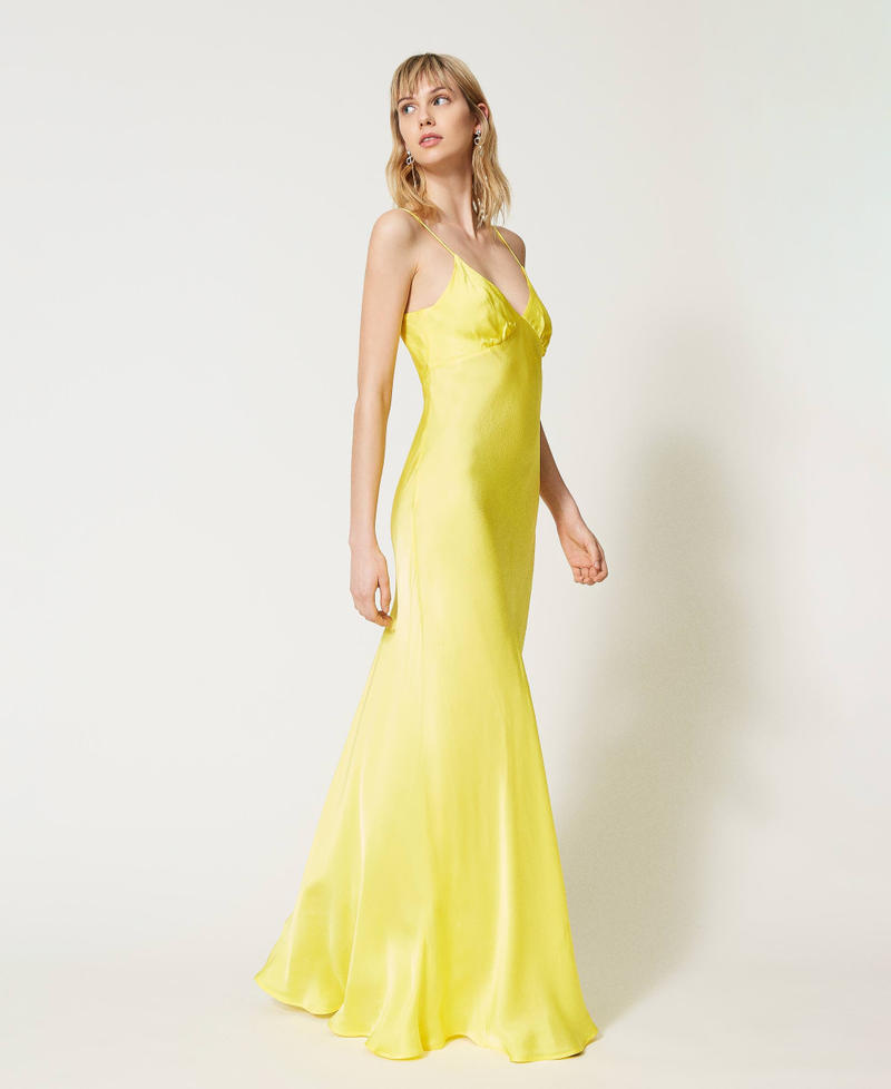Long dress with satin shoulder straps