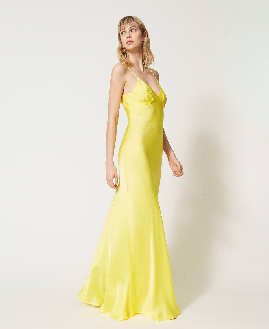 Long dress with satin shoulder straps