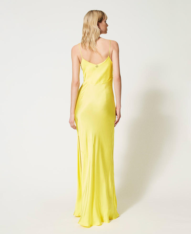 Long dress with satin shoulder straps