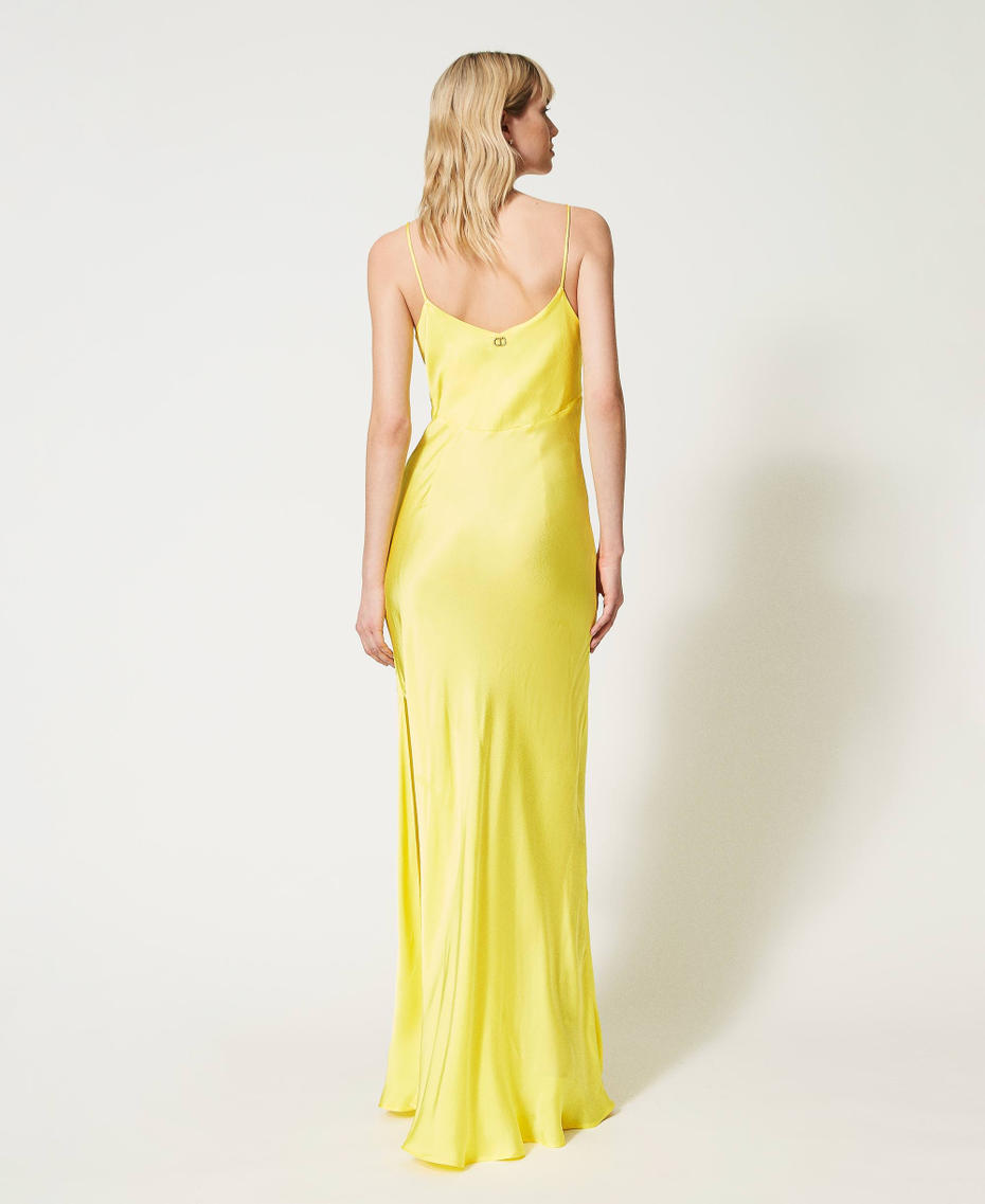 Long dress with satin shoulder straps Sun Yellow Woman 231TT2060-04