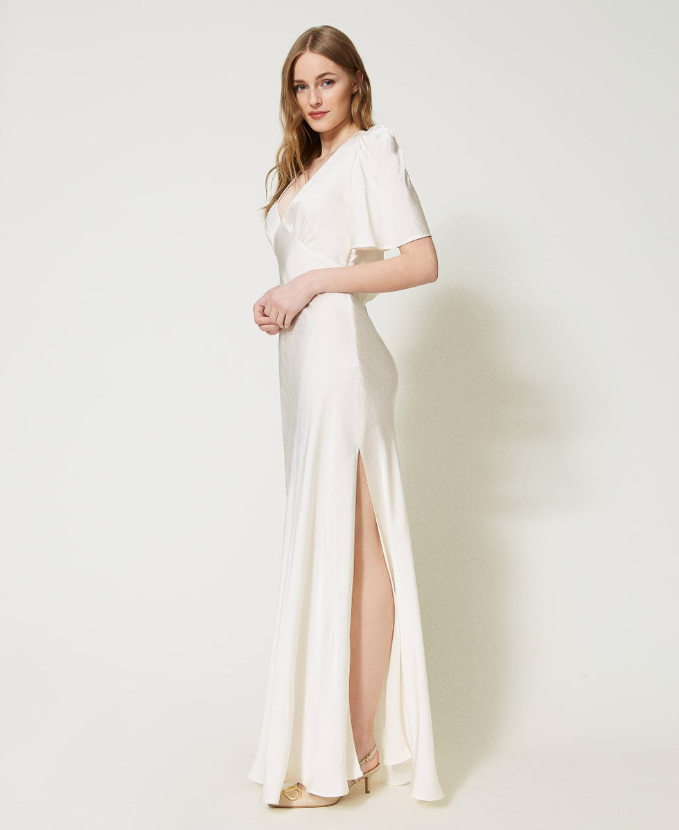 Vestito raso bianco lungo hot sale