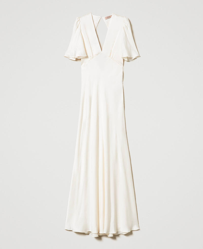 Robe longue en satin Blanc Neige Femme 231TT2062-0S