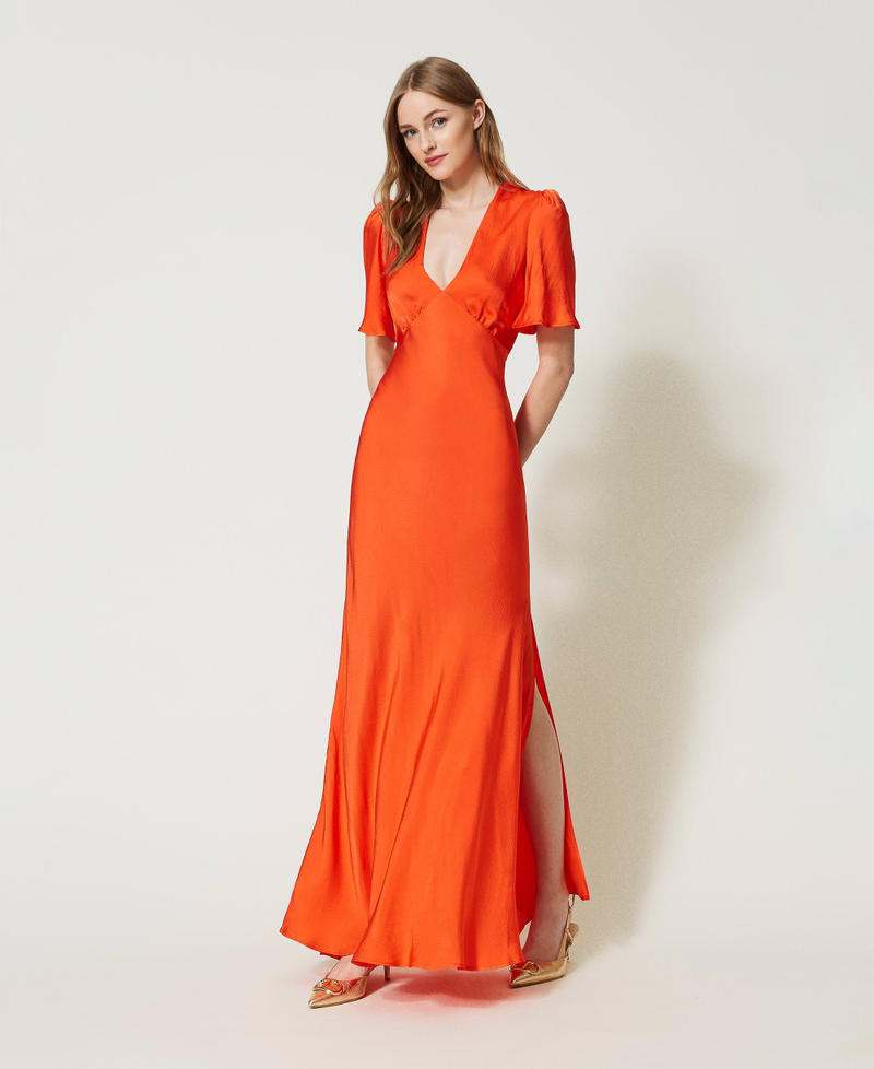 Long satin dress "Orange Sun&rdquo; Orange Woman 231TT2062_06684_01