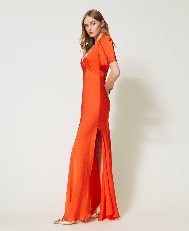 Long satin dress "Orange Sun&rdquo; Orange Woman 231TT2062_06684_02