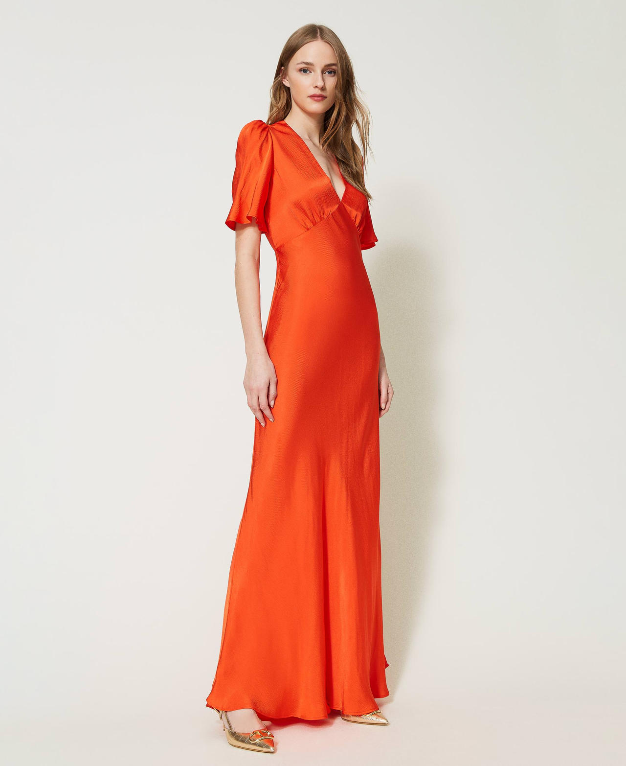 Long satin dress "Orange Sun&rdquo; Orange Woman 231TT2062_06684_03