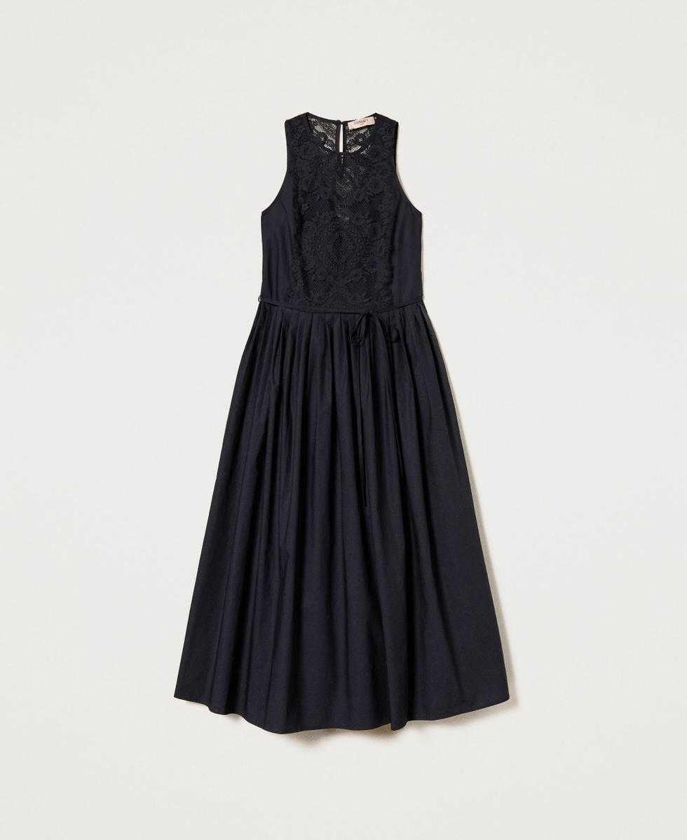 Maxikleid aus Popeline und Spitze