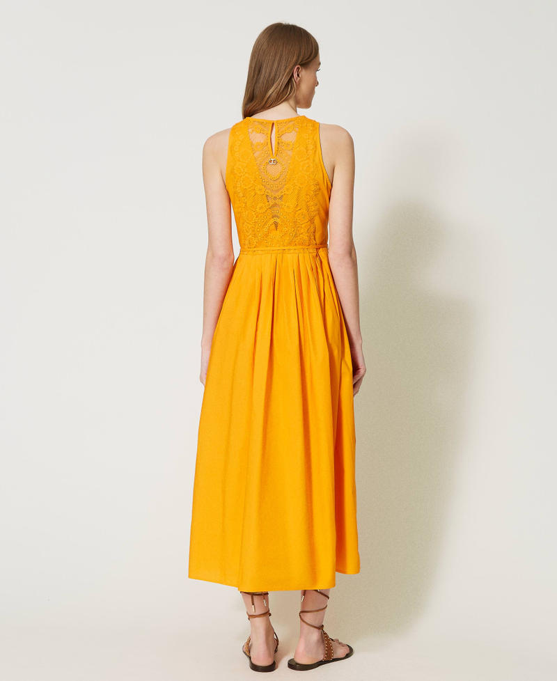 スーツ・フォーマル・ドレス Tuule lace switching dress Long poplin and lace dress Woman, Orange | TWINSET Milano