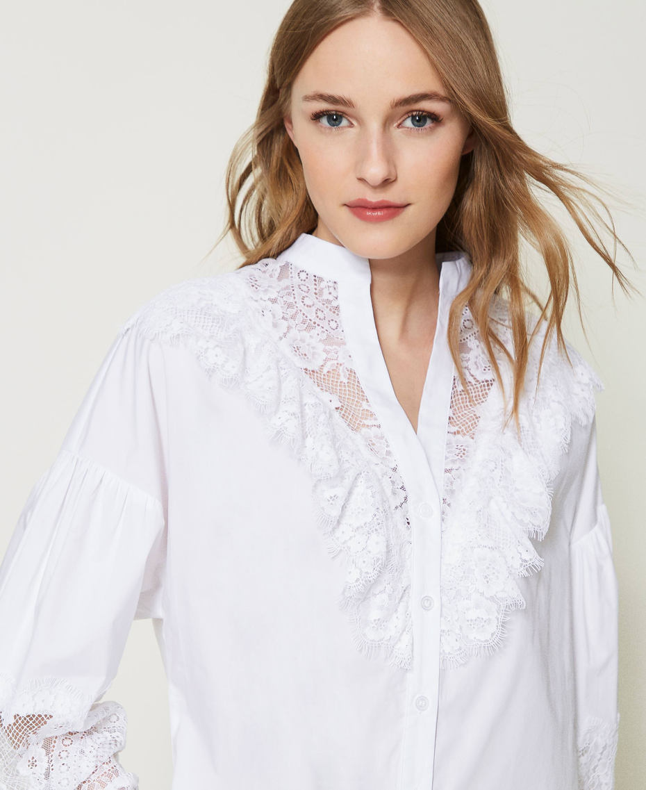 Camicia Da Notte Donna In Cotone A Maniche Lunghe – Stile Vintage Con Pizzo Bianco Taglia M