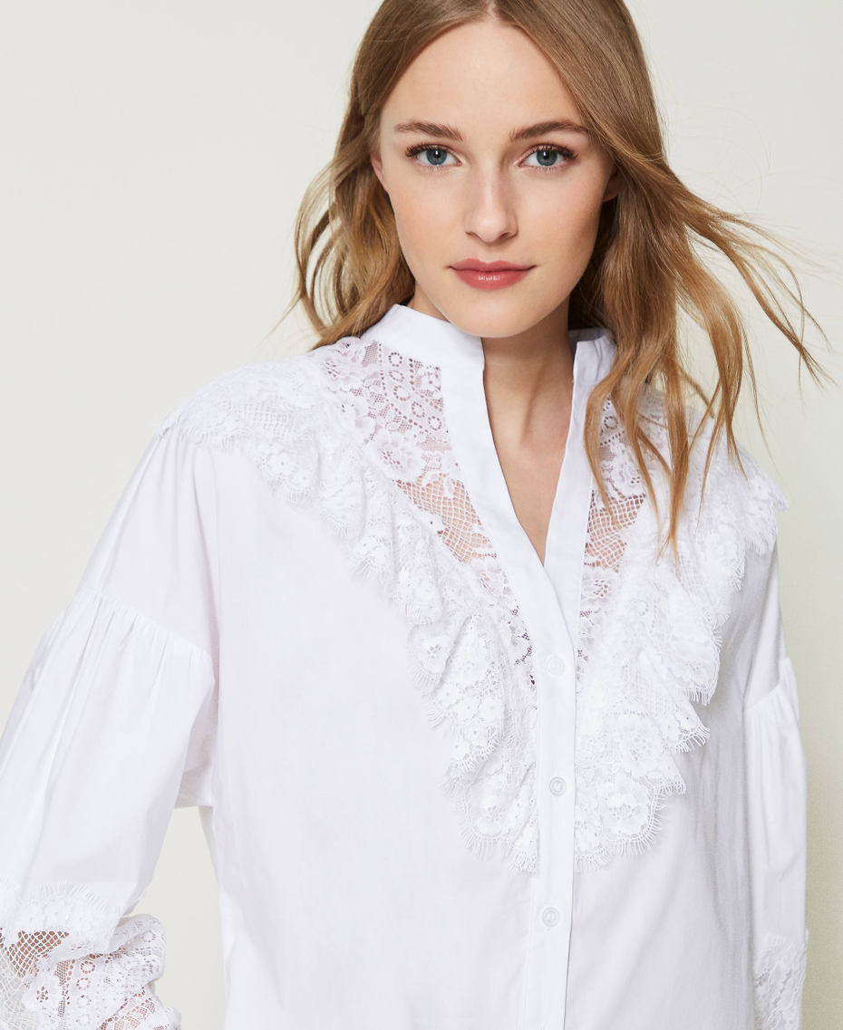 Poplin shirt with lace White Woman 231TT2083-05