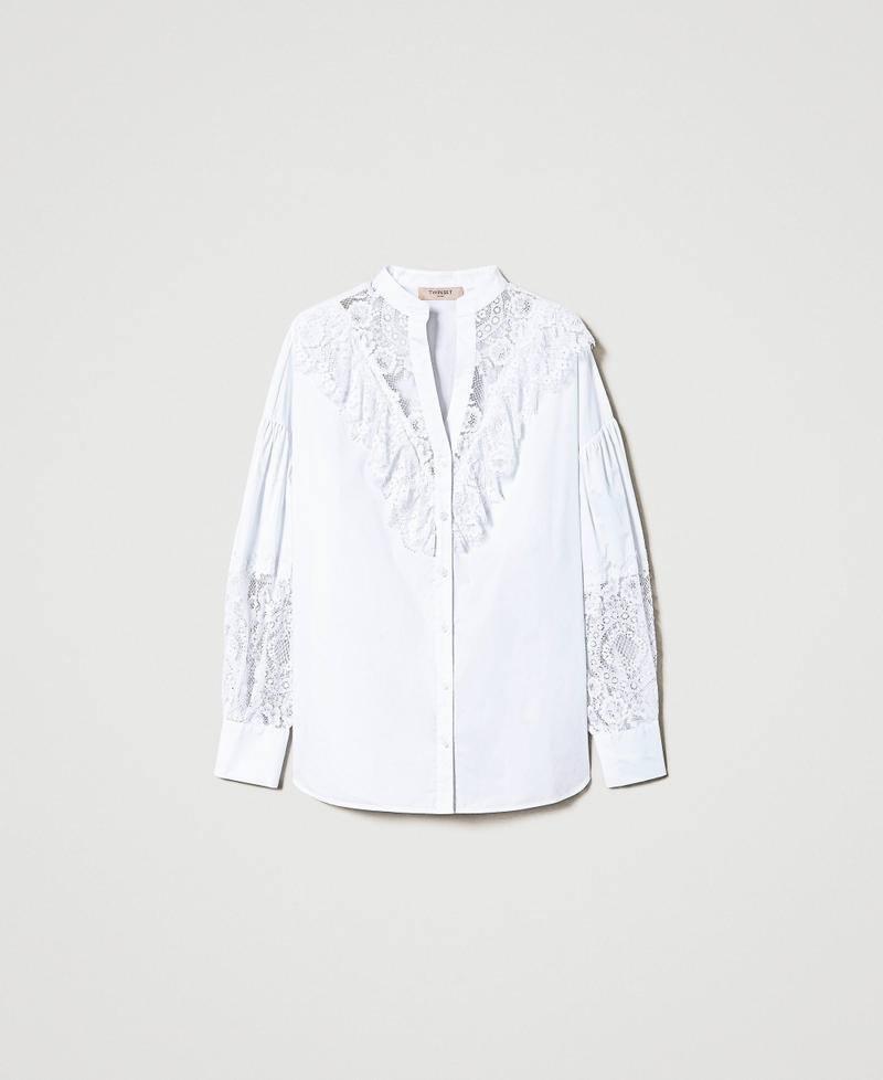 Poplin shirt with lace White Woman 231TT2083-0S