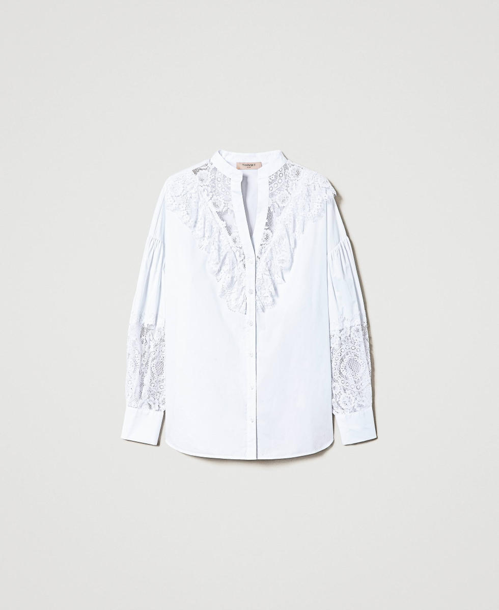 Poplin shirt with lace