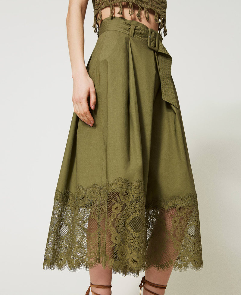 Gonna pantalone in popeline con pizzo