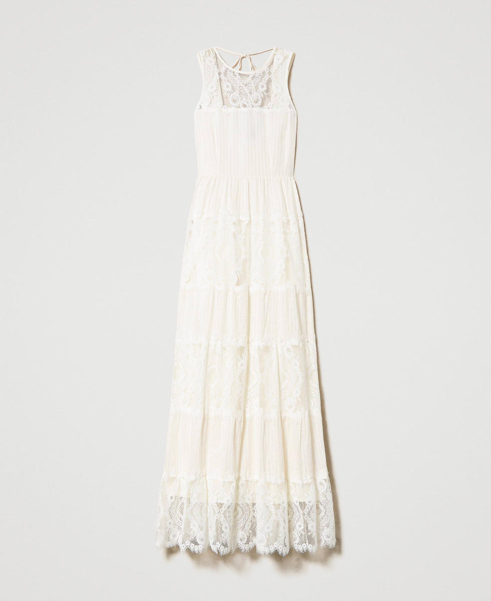 Abito bianco lungo pizzo sales