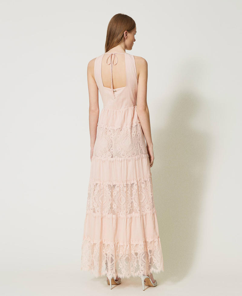 Long muslin and lace dress Parisienne Pink Woman 231TT2090-04