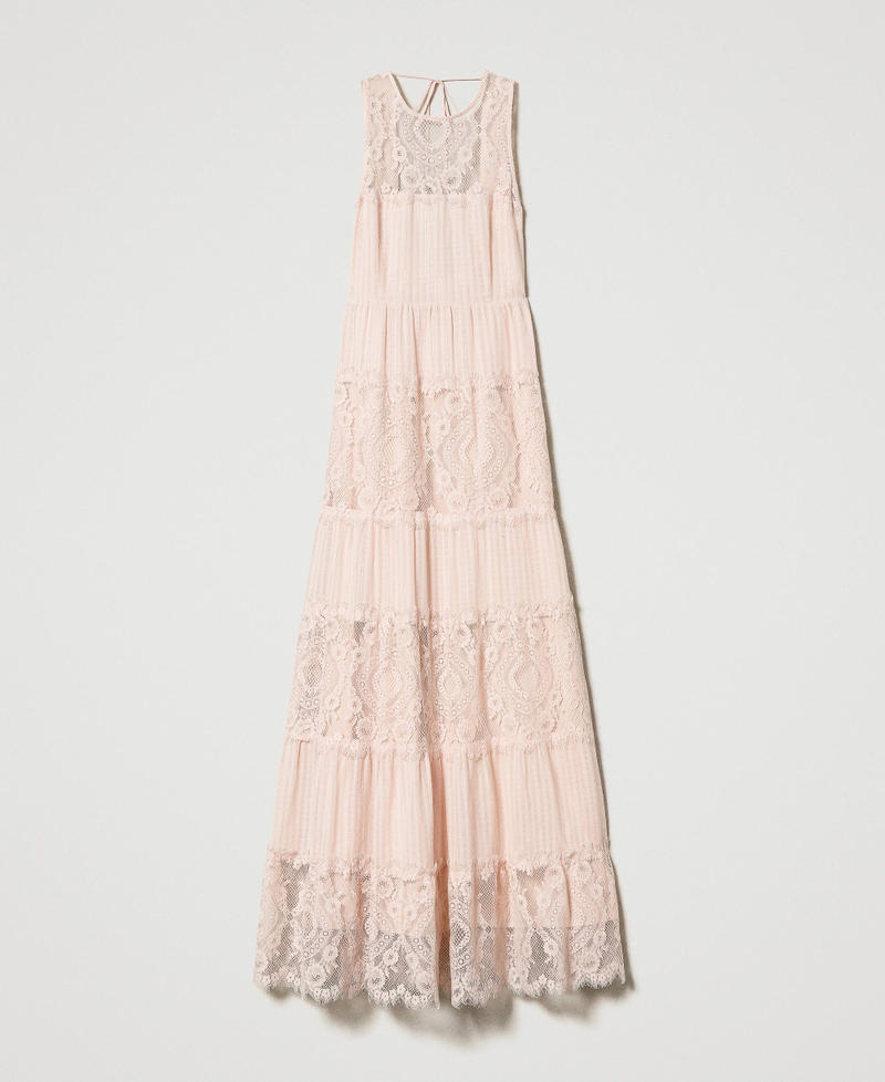 Длинное платье без рукавов из муслина и кружева Розовый Parisienne женщина 231TT2090-0S