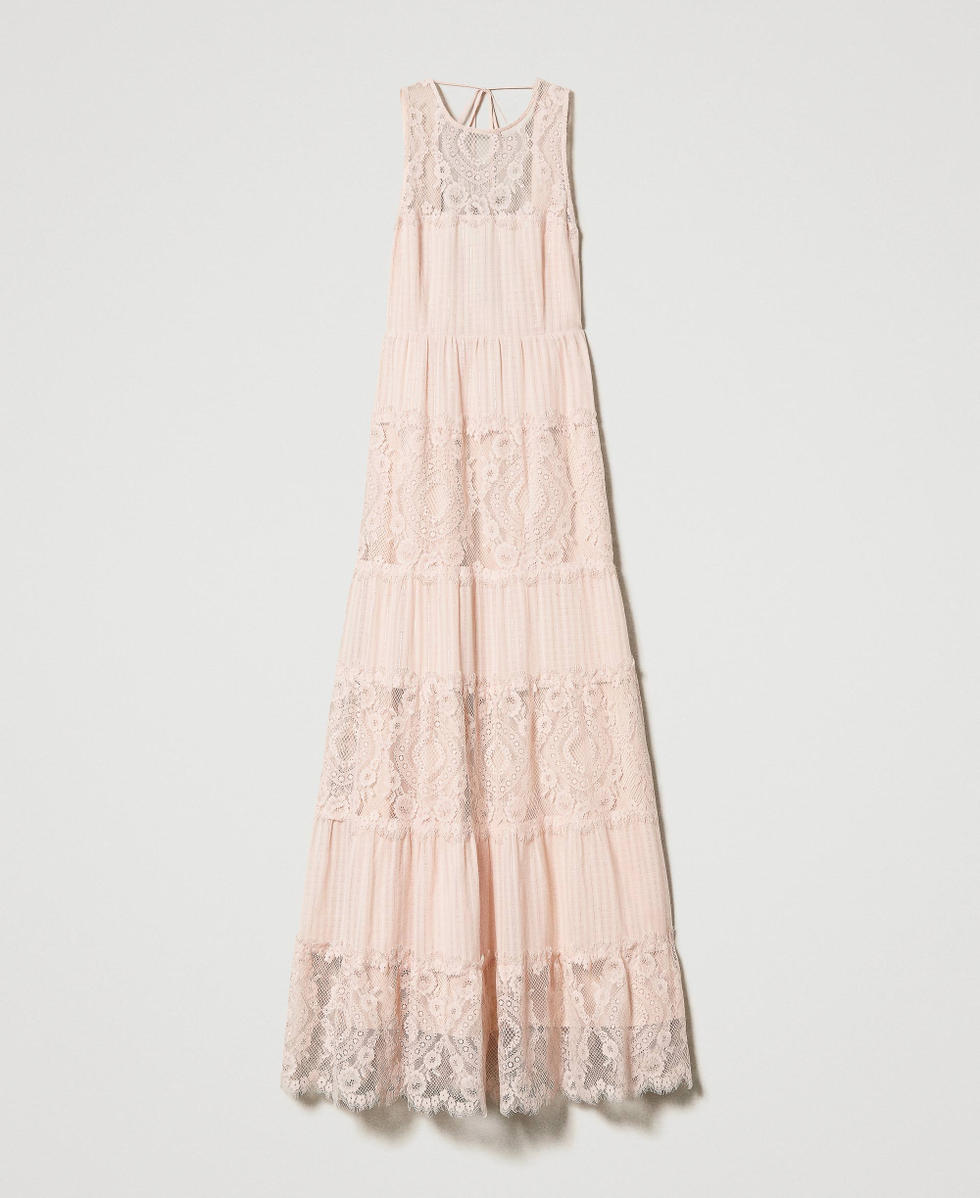 Long muslin and lace dress