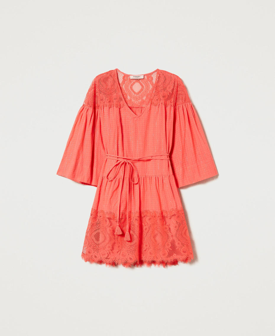 Short muslin and lace dress Parisienne Pink Woman 231TT2094-0S