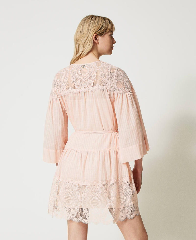 Short muslin and lace dress Parisienne Pink Woman 231TT2094-04
