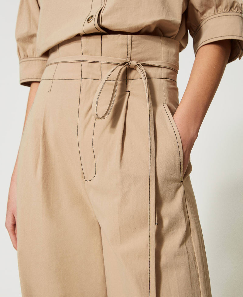 Stitched poplin palazzo trousers