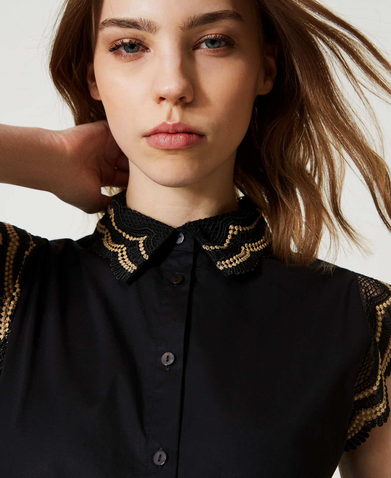 Black poplin shirt dress cheap