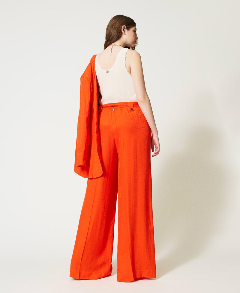 Pantalon palazzo avec Oval T jacquard Orange « Orange Sun » Femme 231TT2143-03