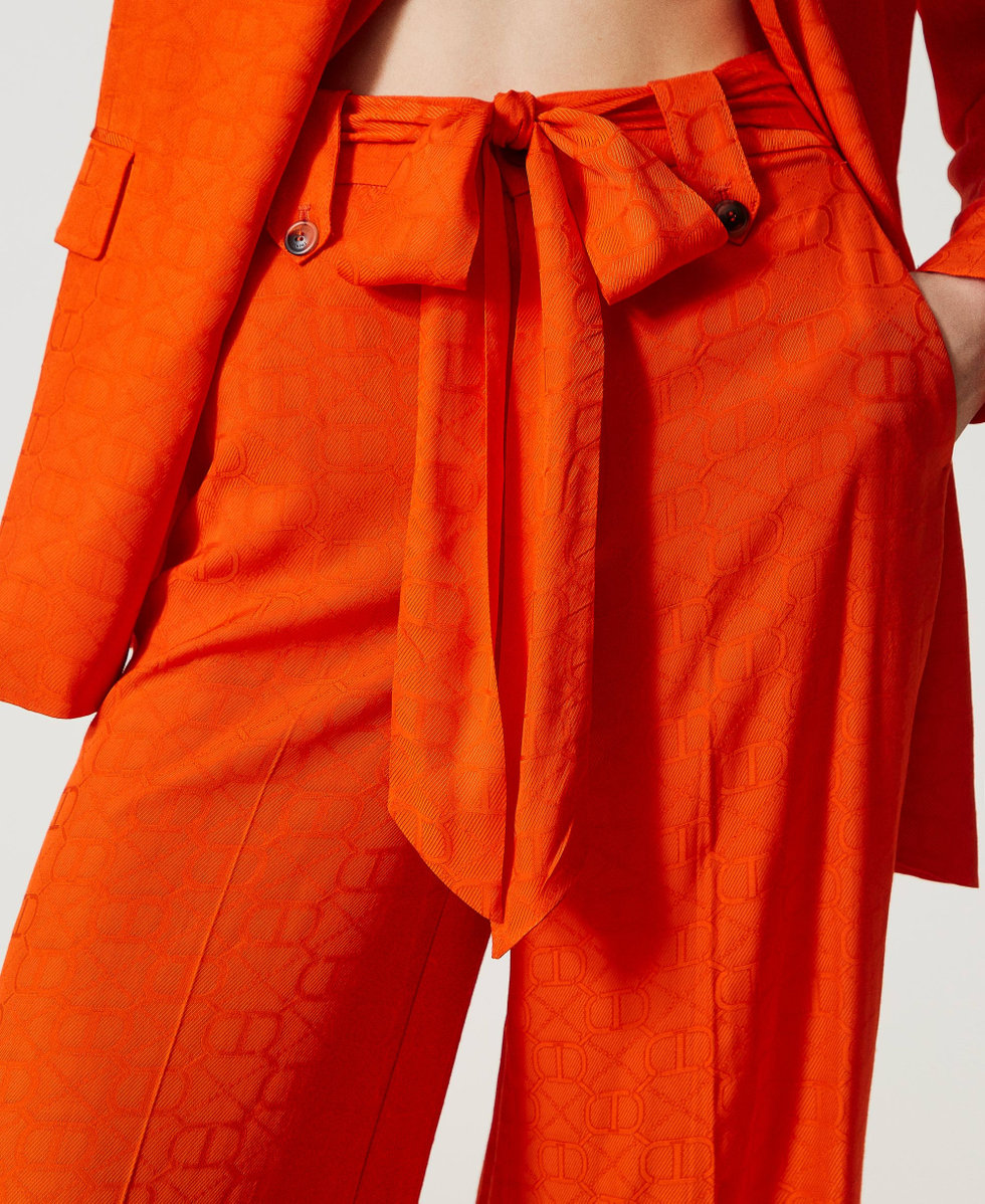 Pantalon palazzo avec Oval T jacquard