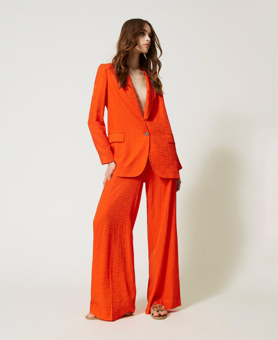 Palazzo trousers with jacquard Oval T "Orange Sun” Orange Woman 231TT2143-07