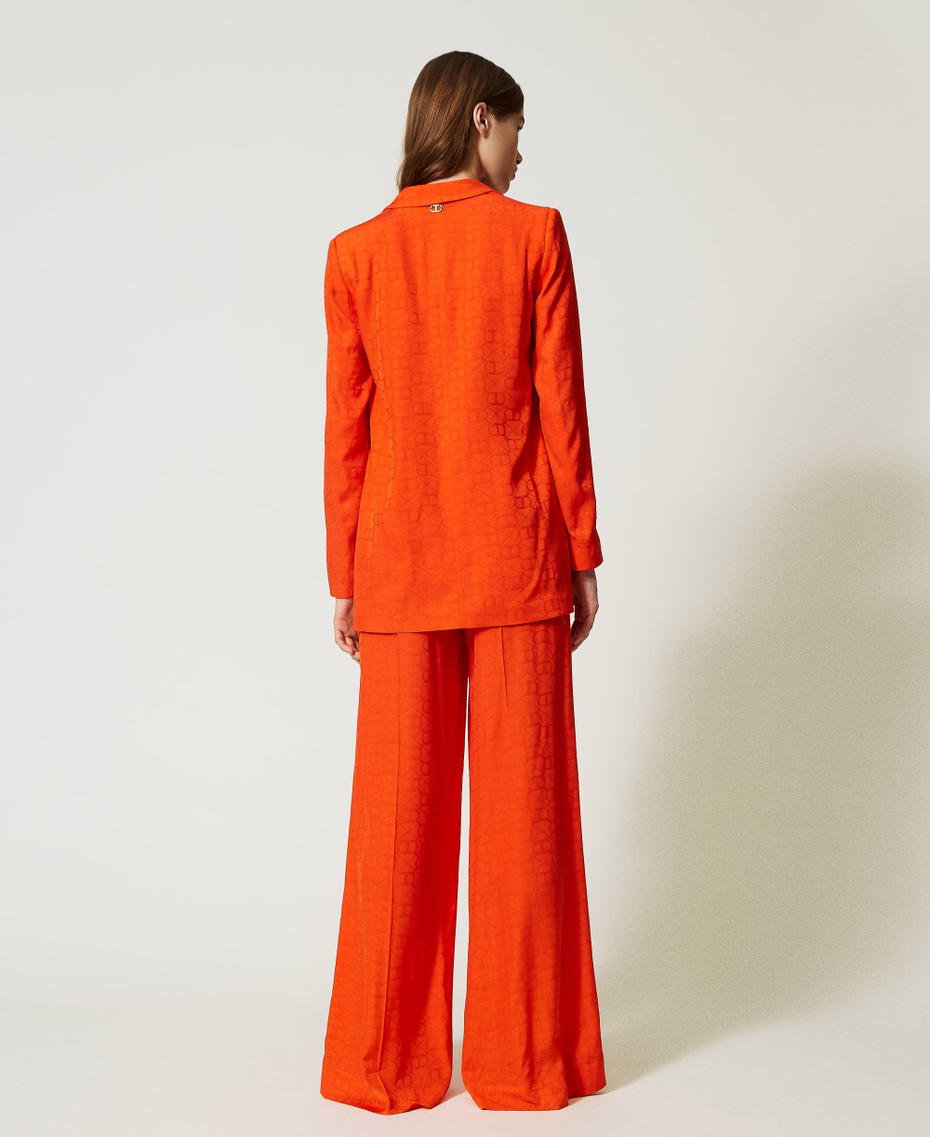 Pantaloni a palazzo con Oval T jacquard Arancio "Orange Sun" Donna 231TT2143-08