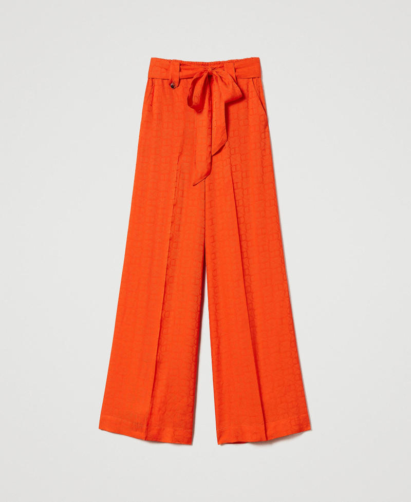 Pantaloni a palazzo con Oval T jacquard Arancio "Orange Sun" Donna 231TT2143-0S