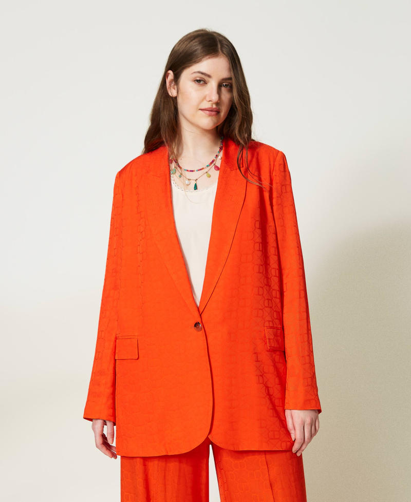 Chaqueta blazer con Oval T jacquard Naranja «Orange Sun» Mujer 231TT2144-01