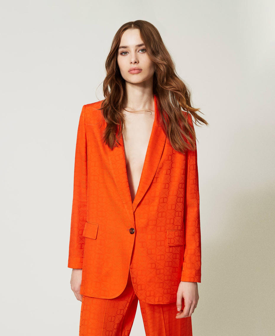 Chaqueta blazer con Oval T jacquard Naranja «Orange Sun» Mujer 231TT2144-06