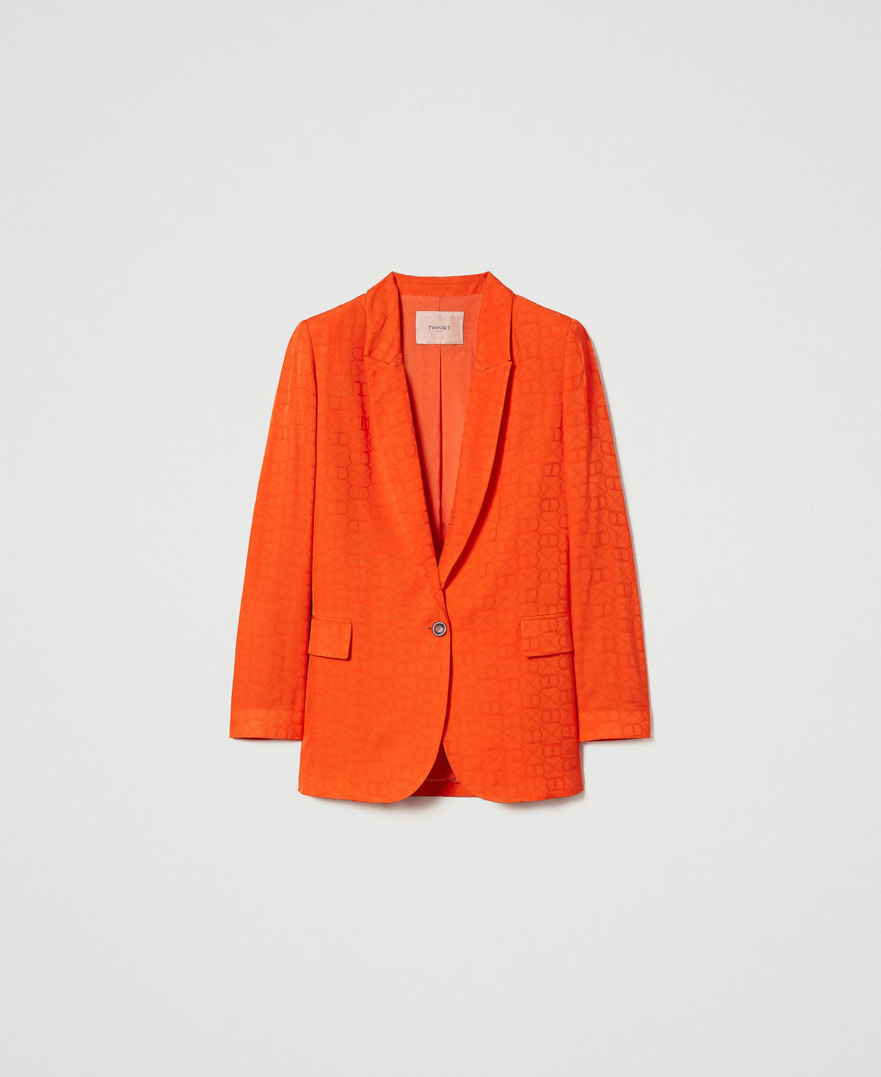 Chaqueta blazer con Oval T jacquard Naranja «Orange Sun» Mujer 231TT2144-0S