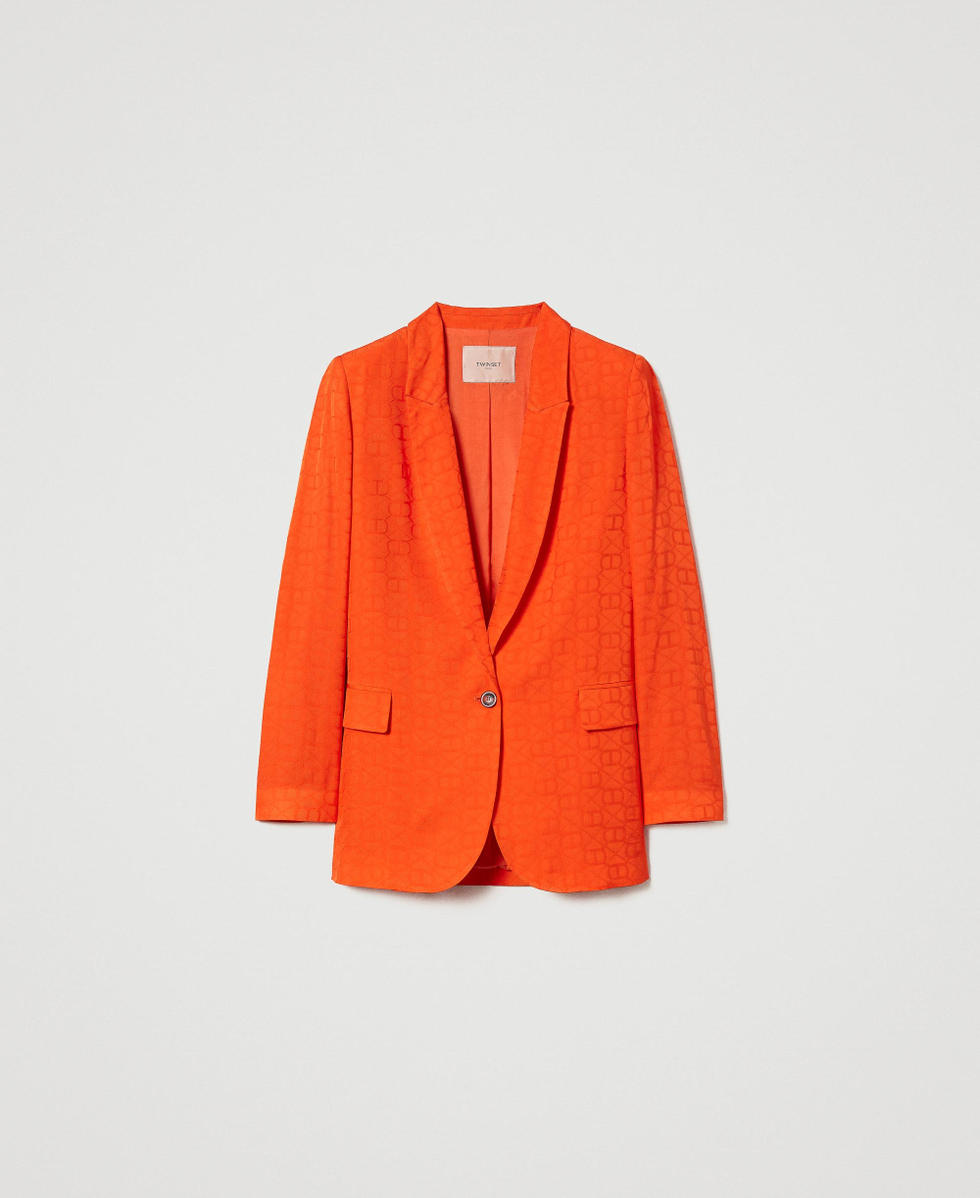 Blazer with jacquard Oval T Woman Orange TWINSET Milano