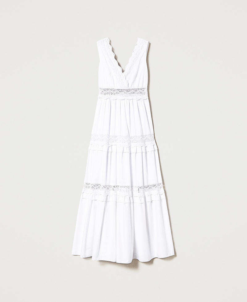 Long poplin dress with lace