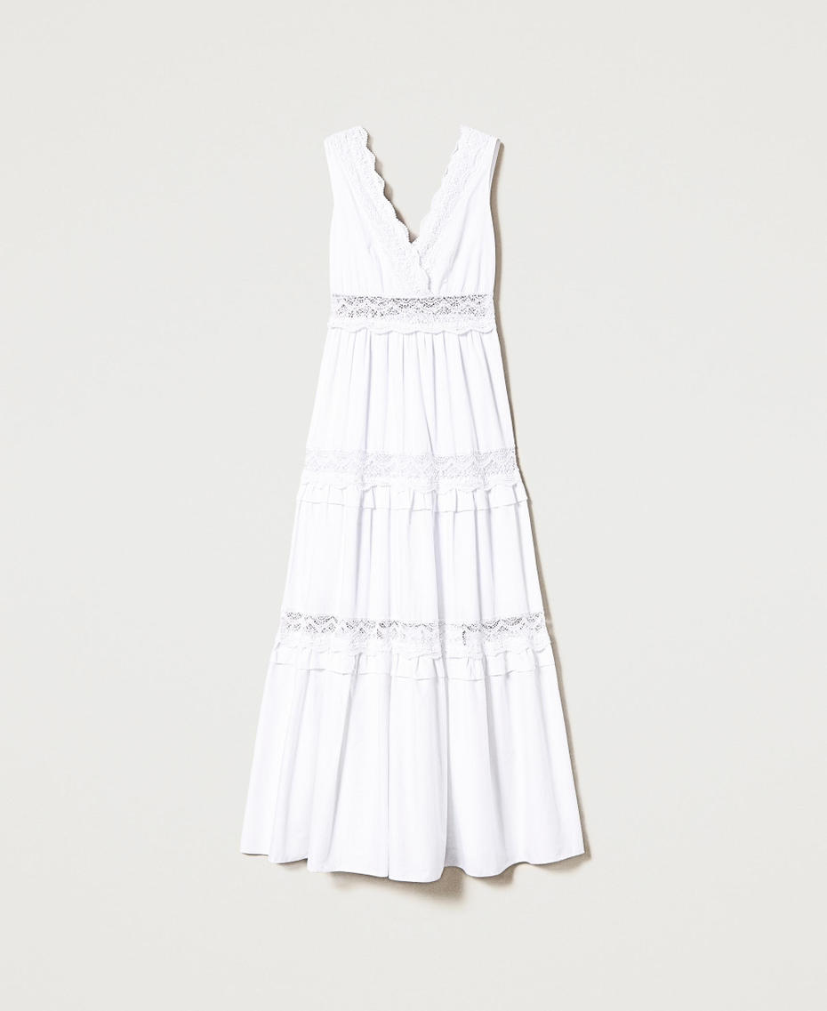 Long poplin dress with lace