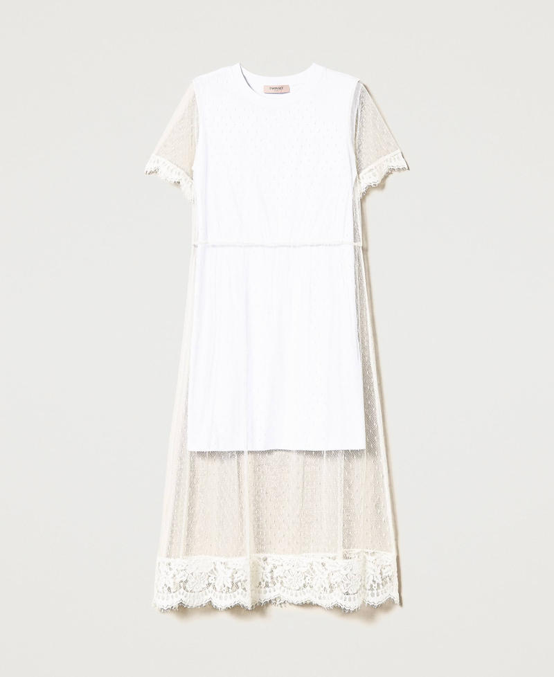 Short plumetis tulle and lace dress