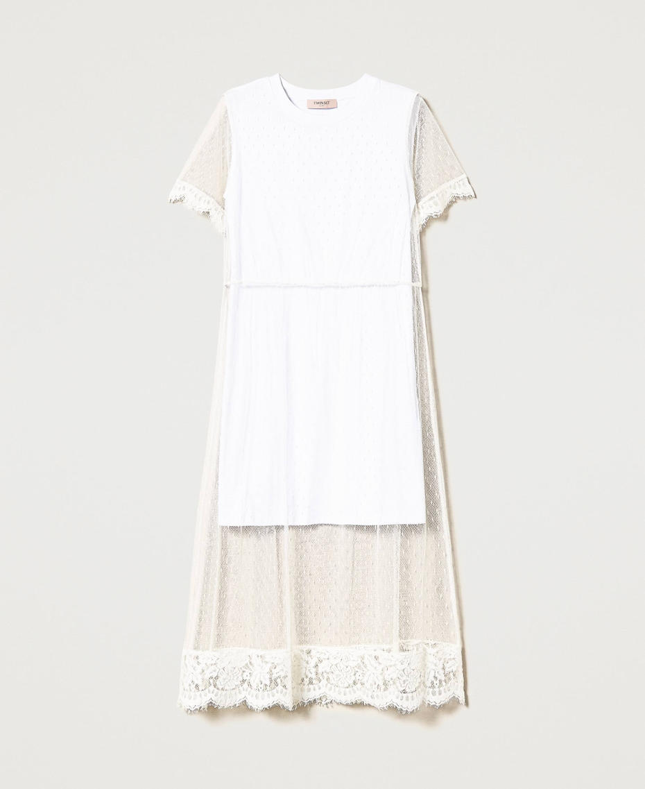 Short plumetis tulle and lace dress