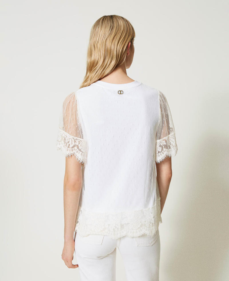 Top en tulle plumetis et dentelle