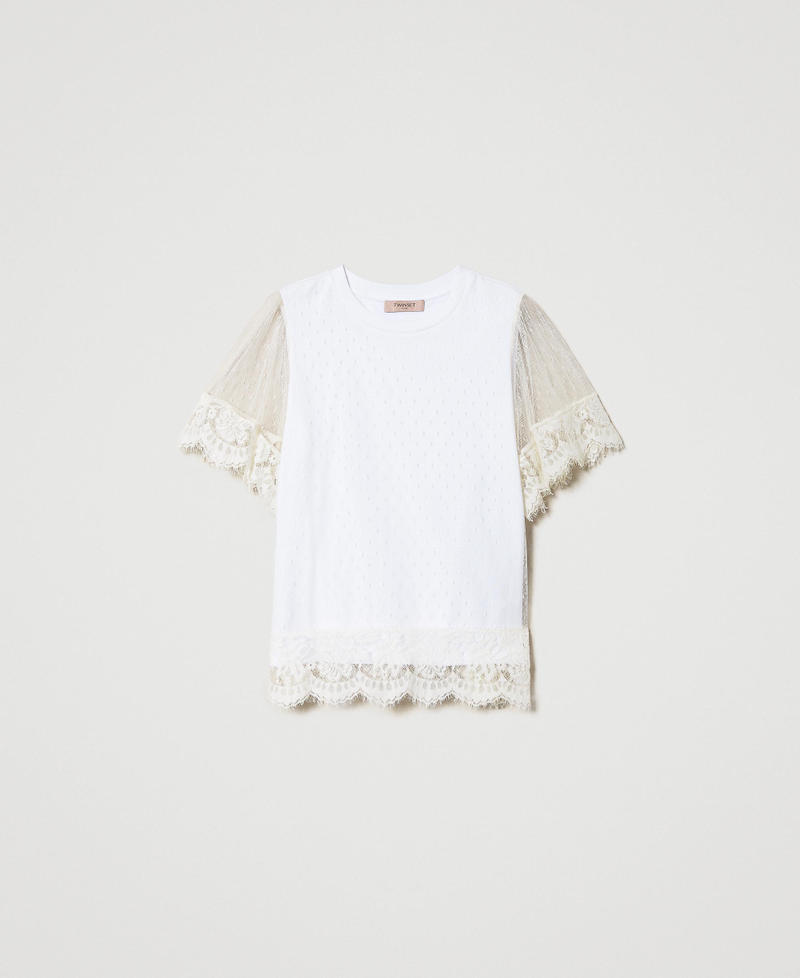 Top en tulle plumetis et dentelle