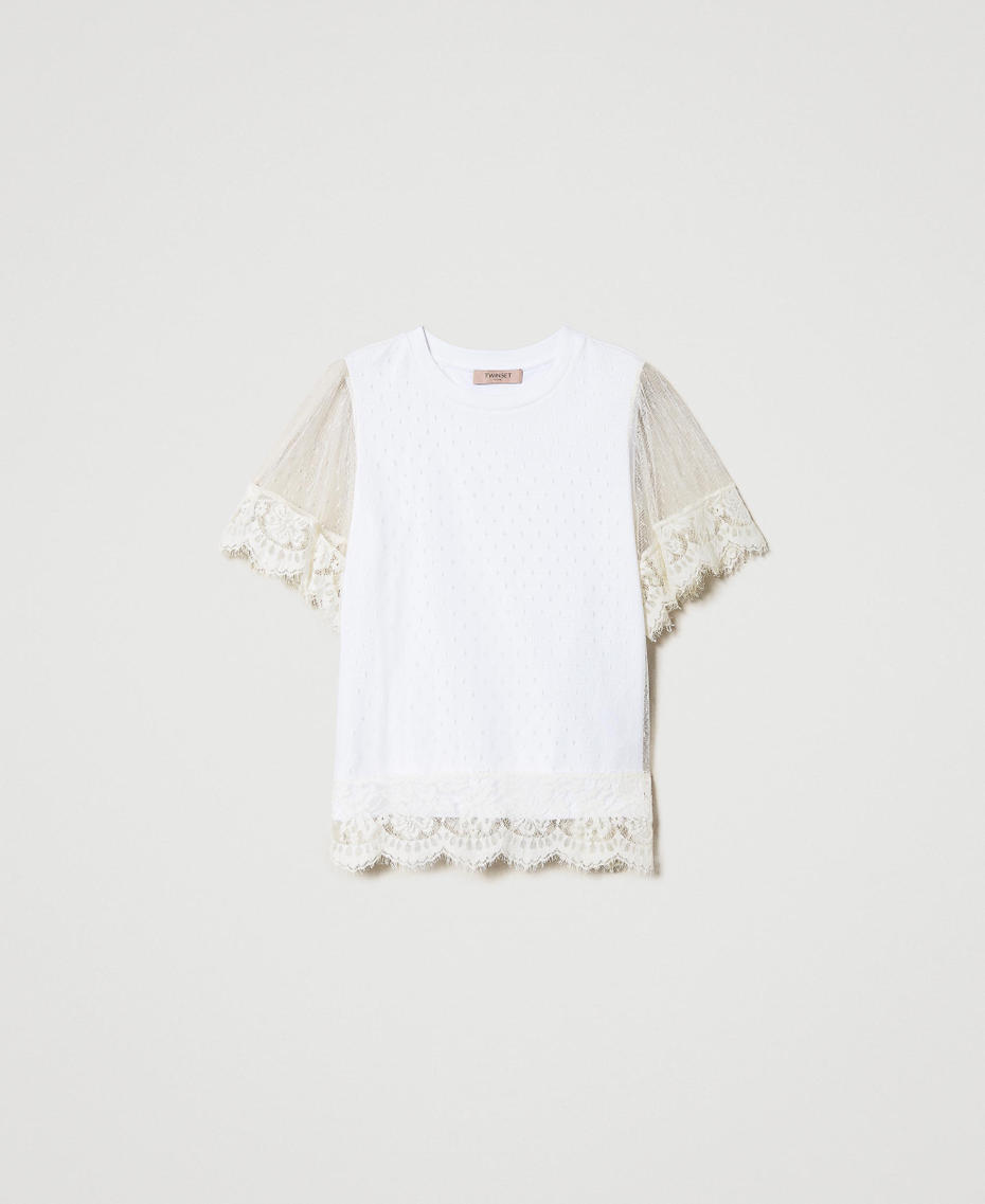 Top en tulle plumetis et dentelle