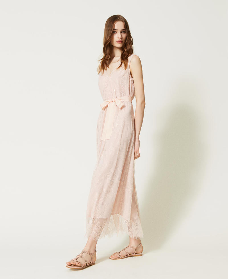 Длинное платье из кружева шантильи Розовый Parisienne женщина 231TT2170-02