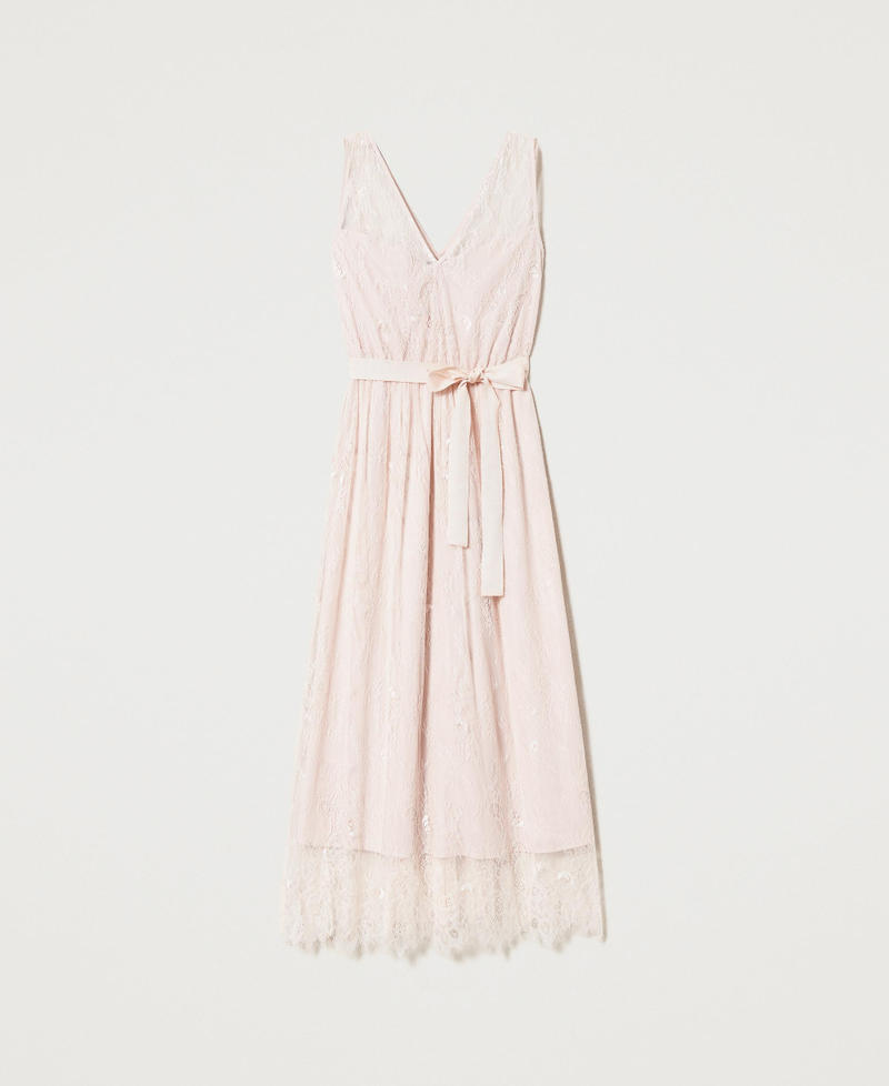 Long Chantilly lace dress Parisienne Pink Woman 231TT2170-0S