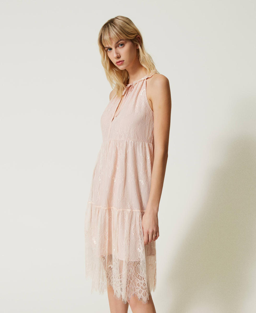 Abito longuette in pizzo Chantilly Donna Rosa TWINSET Milano